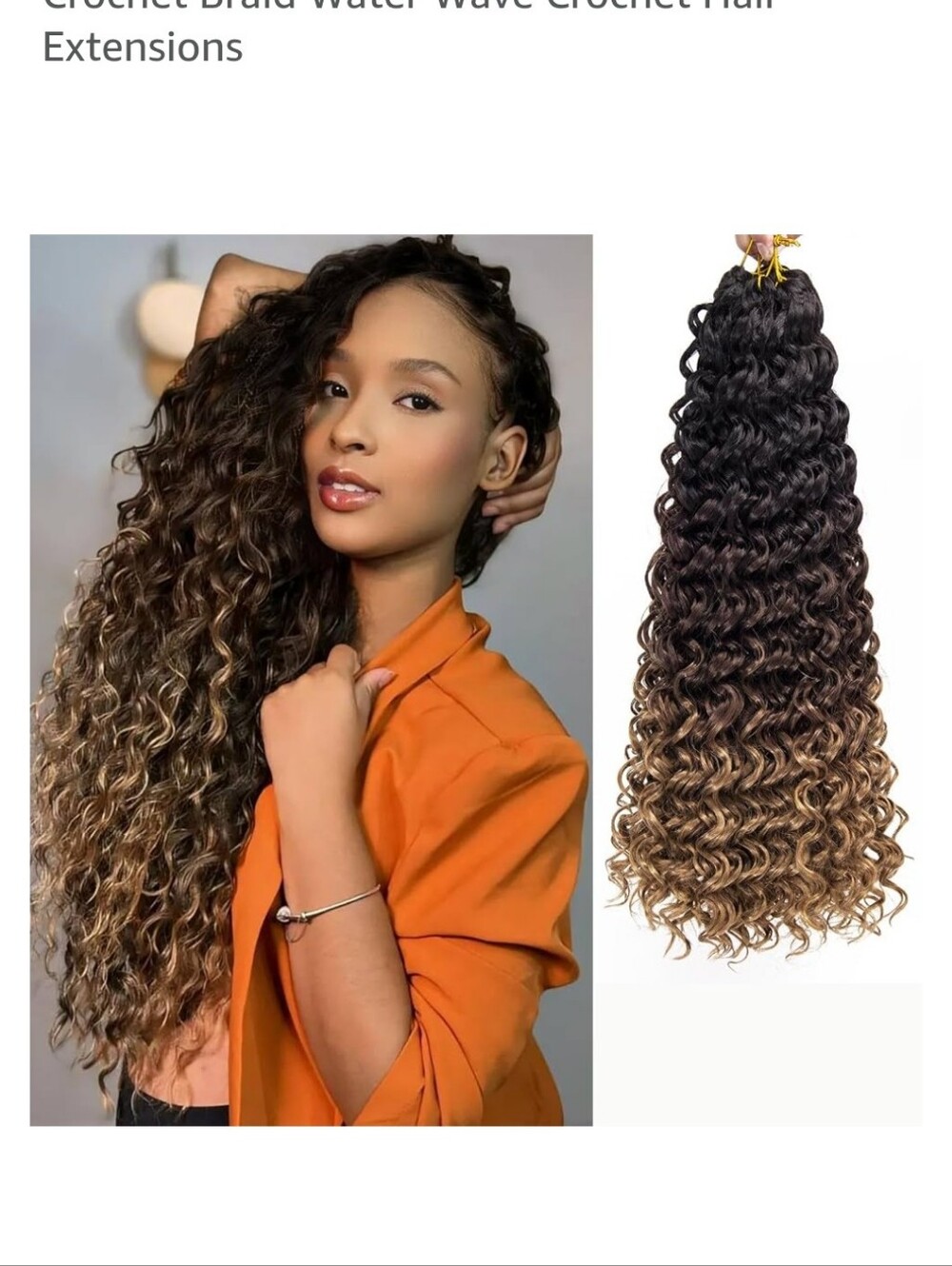 Water Wave Crochet 18" Hair Extensions - Ombre Brown Blend